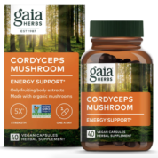 Gaia Herbs, Cordyceps Mushroom, Organic & Sustainably Sourced, Energy Support, No Grain & Rice Fillers, Gluten Free, Vegan Herbal Supplement, 40-Count